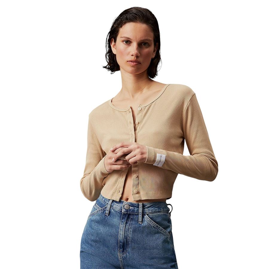 Cardigan in cotone lavato a costine slim Calvin Klein | J20J224058RAE